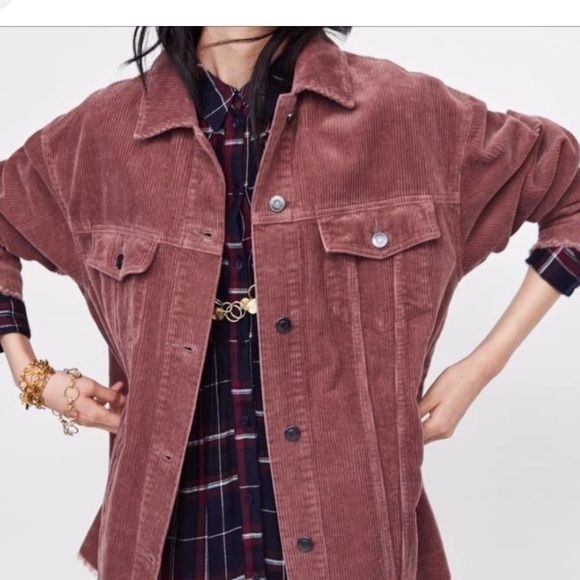 SOLD ❌ZARA Pink Ribbed Corduroy Cord Jacket | Women’s Size M | Overshirt - Picture 2 of 4